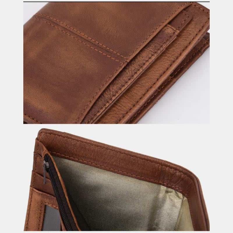Anti-theft RFID Blocking Retro Leather Wallet with Detachable Card Holder