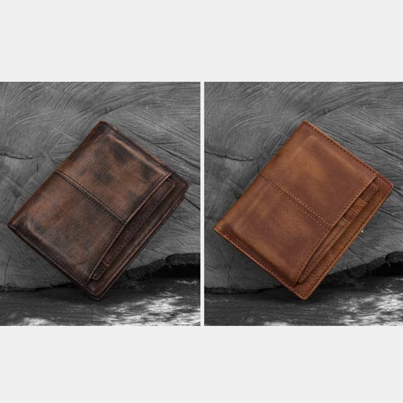 Anti-theft RFID Blocking Retro Leather Wallet with Detachable Card Holder