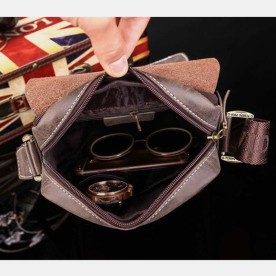 Small Leather Man Purse Messenger Bag Zipper Crossbody Shoulder Bag
