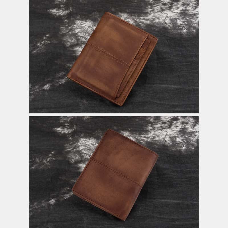 Anti-theft RFID Blocking Retro Leather Wallet with Detachable Card Holder