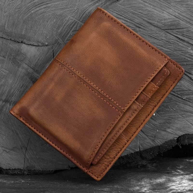 Anti-theft RFID Blocking Retro Leather Wallet with Detachable Card Holder