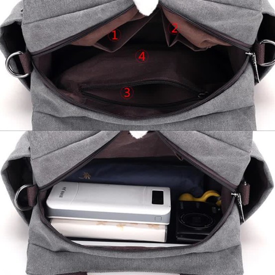 Women's Canvas Hobo Handbags Shoulder Tote Multi-Pocket Crossbody Bag