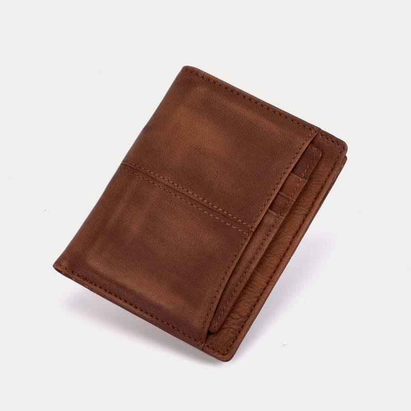 Anti-theft RFID Blocking Retro Leather Wallet with Detachable Card Holder