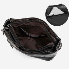 Triple Compartment Crossbody Bag for Women Vegan Leather Bucket Bag